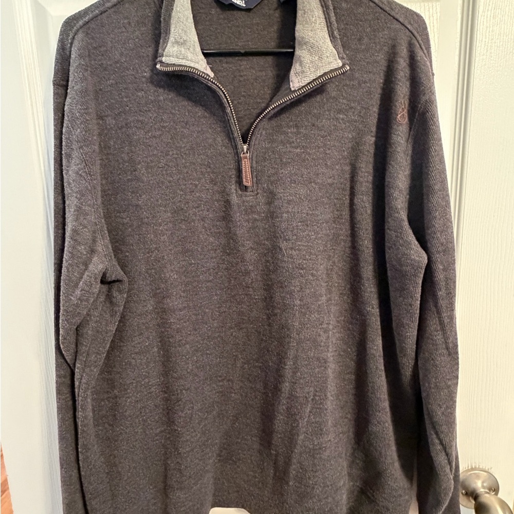 Lands' End Men's Charcoal Zip-Up Sweater